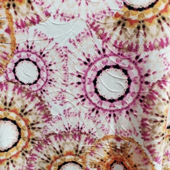 JM Collection Printed 3/4-Sleeve Jacquard Top Sz L - Picture 7 of 13